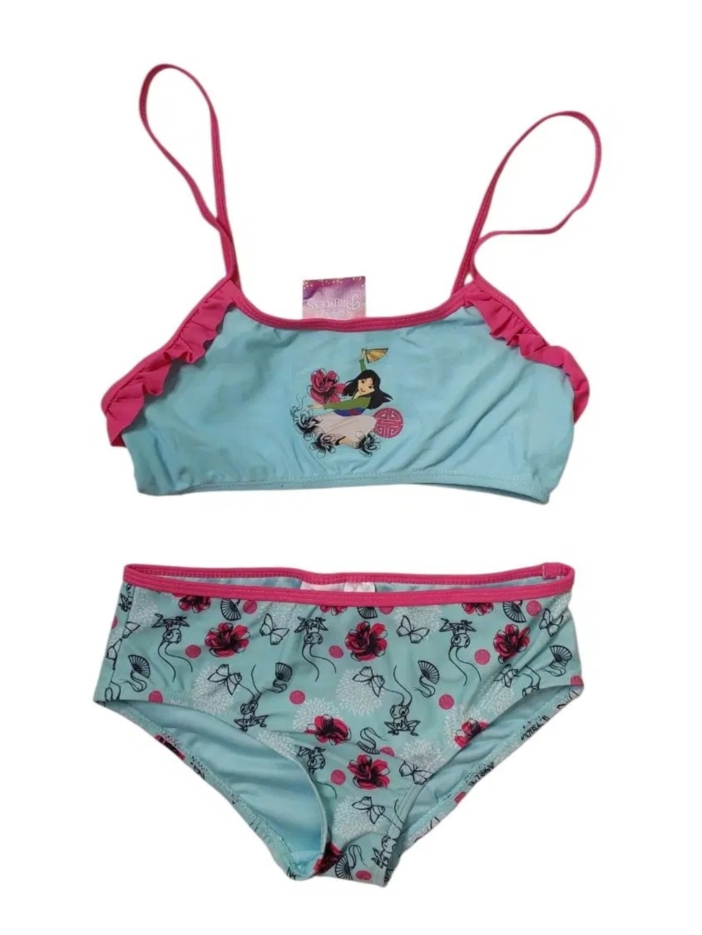 Disney Light Blue and Pink Floral Two-Piece Bikini